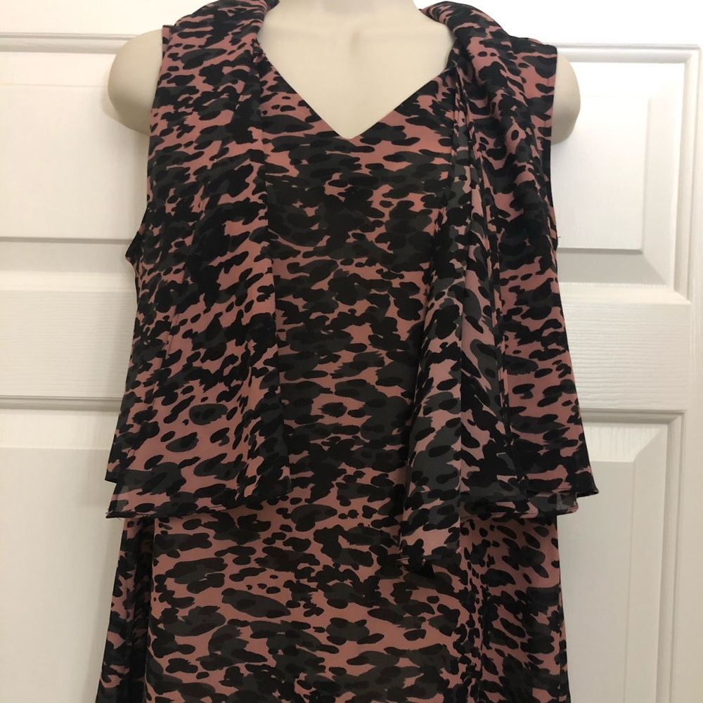 CAbi - 9 to 5 Tie Blouse Leopard Print Small